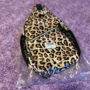 MOSISO Sling Backpack,Travel Hiking Daypack Leopard Print Rope Crossbody Bag